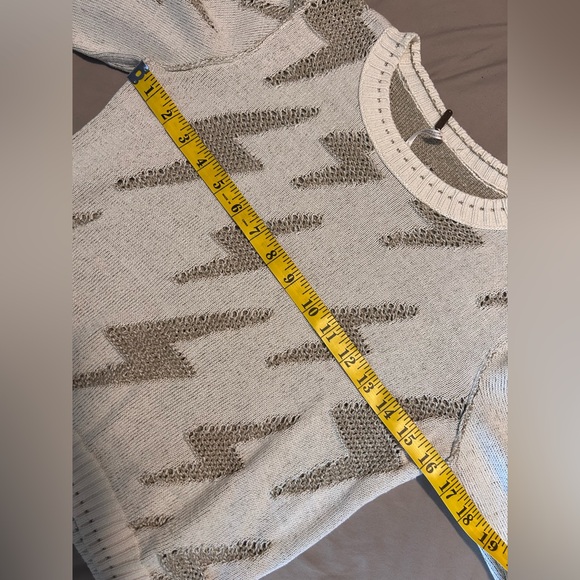 Free People Lightening Bolt Sweater Cream/Tan Size S Rare - Picture 8 of 10